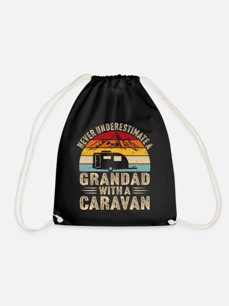 Never underestimate a grandad with a caravan - Drawstring Bag - black