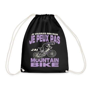 Je peux pas j'ai mountain bike. - Sac de sport léger - noir - Devant