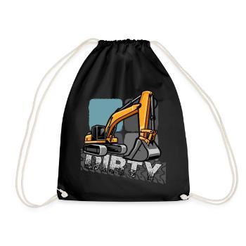 bagger "baggerfahrer gräbt löcher" - Turnbeutel - Schwarz - Vorne