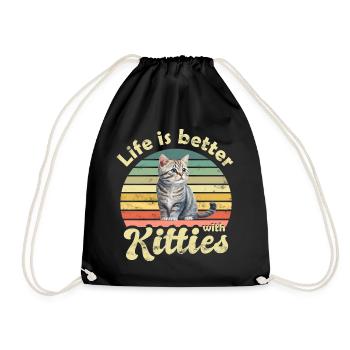 Katze Katzen - Turnbeutel - Schwarz - Vorne