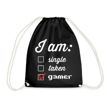 Player status: single taken gamer - Drawstring Bag - black - Front