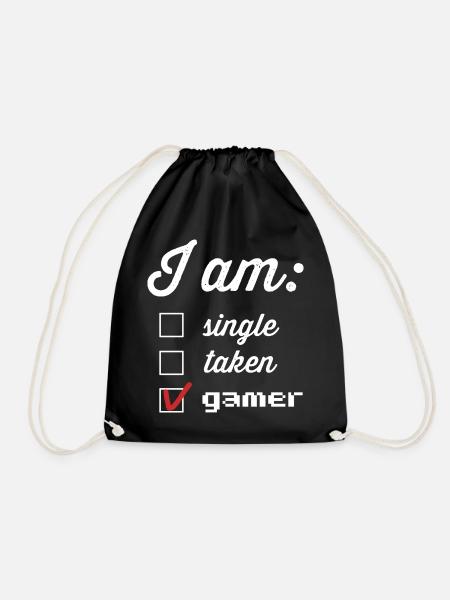 Player status: single taken gamer - Drawstring Bag - black