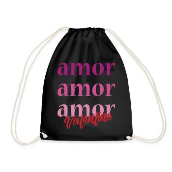 love t-shirt amor Valentine's Day February 14 - Drawstring Bag - black - Front
