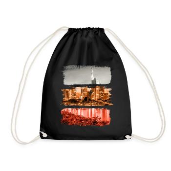 Frankfurt Vintage Retro Germany City Skyline - Drawstring Bag - black - Front