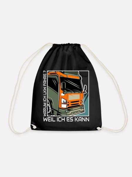 Kraftpaket Lastwagen Illustration Truckerfahrer - Turnbeutel - Schwarz