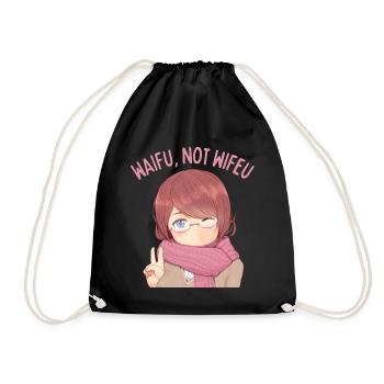 Lustige Waifu Not Wifeu - Turnbeutel - Schwarz - Vorne