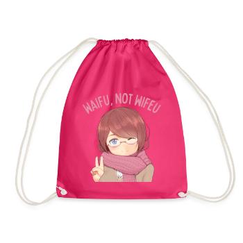 Funny Waifu Not Wifeu - Drawstring Bag - fuchsia - Front