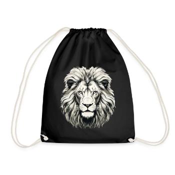 Lion Lion Head Black & White Drawn Art - Drawstring Bag - black - Front