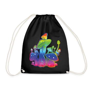 Raionbow Mushrooms - Turnbeutel - Schwarz - Vorne