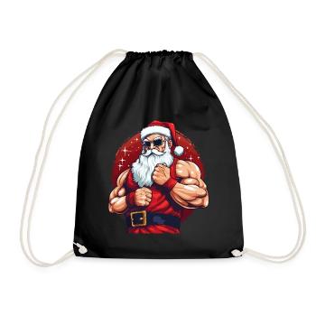 Bad Santa Santa Christmas Muscular Cool - Drawstring Bag - black - Front