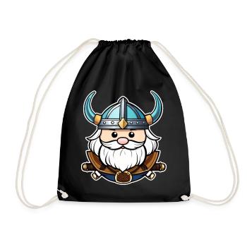 Proud Viking with Horns Helmet - Drawstring Bag - black - Front