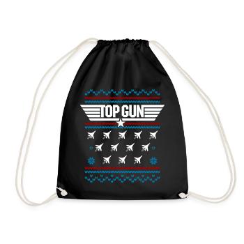 Top Gun Logo And Jets Ugly Christmas Design - Drawstring Bag - black - Front