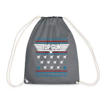 Top Gun Logo Und Jets Ugly Christmas Design - Turnbeutel - Grau - Vorne
