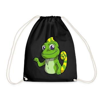 Chameleon Liebhaber | Reptilien Haustiere Geschenk - Turnbeutel - Schwarz - Vorne
