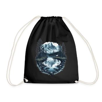 Mountain landscape with lake - Drawstring Bag - black - Front