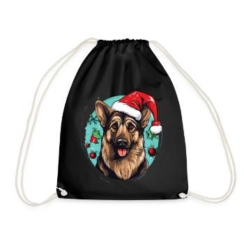 Your German Shepherd Dog Celebrates Christmas - Drawstring Bag - black - Front