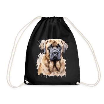 Chien de race Mastiff anglais style aquarelle - Sac de sport léger - noir - Devant