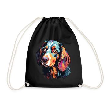 English Setter Hund Porträt Pop Art Stil - Turnbeutel - Schwarz - Vorne
