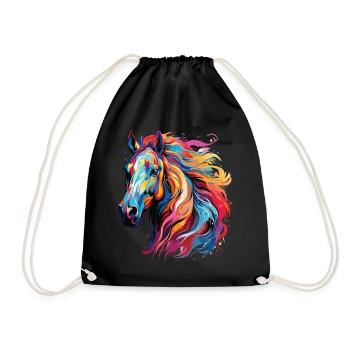 Colorful horse portrait pop art style - Drawstring Bag - black - Front