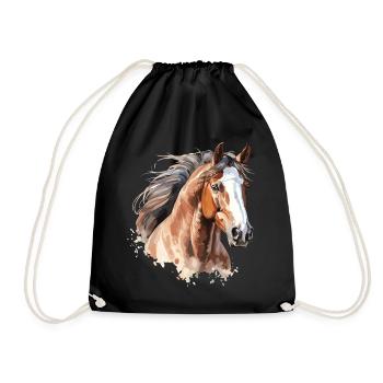 Portrait de cheval avec un style aquarelle - Sac de sport léger - noir - Devant