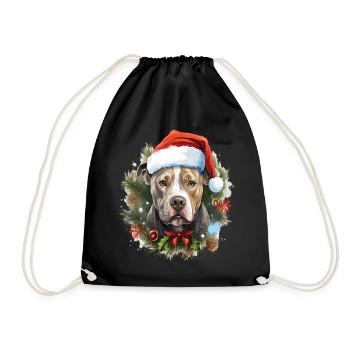 Chien de la race Pitbull qui fête Noël avec vous - Sac de sport léger - noir - Devant