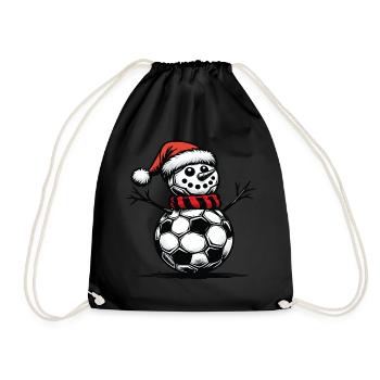 Schneemann mit Weihnachtsbällen - Turnbeutel - Schwarz - Vorne