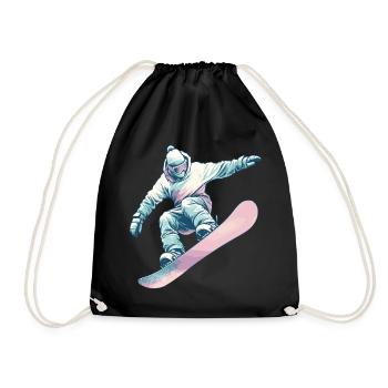 Snowboarder mit Pastellfarben - Turnbeutel - Schwarz - Vorne