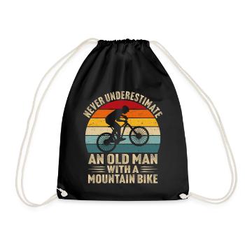 Alter Mann mit Mountainbike - Turnbeutel - Schwarz - Vorne