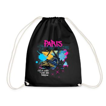 Paris, France, City, Skyline, Eiffel Tower, Graffiti - Drawstring Bag - black - Front