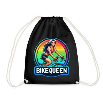 Bike Queen Rainbow Badge - Drawstring Bag - black - Front