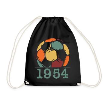 vintage retro team fußball ball 1954 Jubiläum icon - Turnbeutel - Schwarz - Vorne