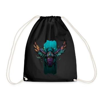 Celestial Guardian: Winged Scarab Elegance - Drawstring Bag - black - Front