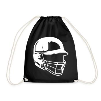 Baseball Helmet Drawing - Drawstring Bag - black - Front