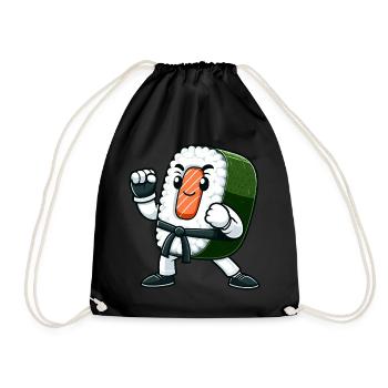 Karate Sushi Master In Action - Drawstring Bag - black - Front