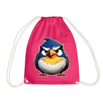 Kleiner grimmiger dicker Vogel - Turnbeutel - Fuchsia - Vorne
