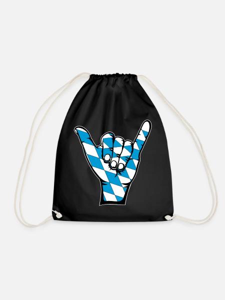 Bayern Flagge Surfing Symbol - Turnbeutel - Schwarz