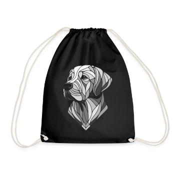Labrador head, retriever, geometric art, polygon - Drawstring Bag - black - Front