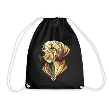 Labrador head, retriever, geometric art, polygon - Drawstring Bag - black - Front