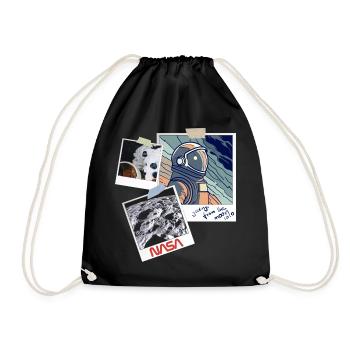 NASA Greetings From The Moon Design - Drawstring Bag - black - Front
