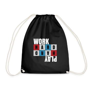 Work Hard, Play Hard, Motivation, Dedication - Drawstring Bag - black - Front