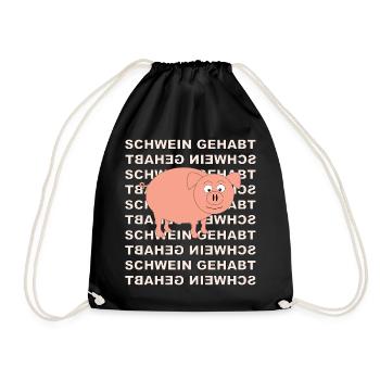 Pig with writing in the background - Drawstring Bag - black - Front