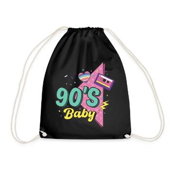 90er Jahre 90s Retro Geschenk - Turnbeutel - Schwarz - Vorne