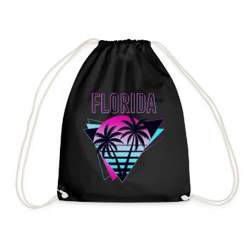 Florida USA Miami Amerika Sommer Palmen Neon Bunt - Turnbeutel - Schwarz - Vorne