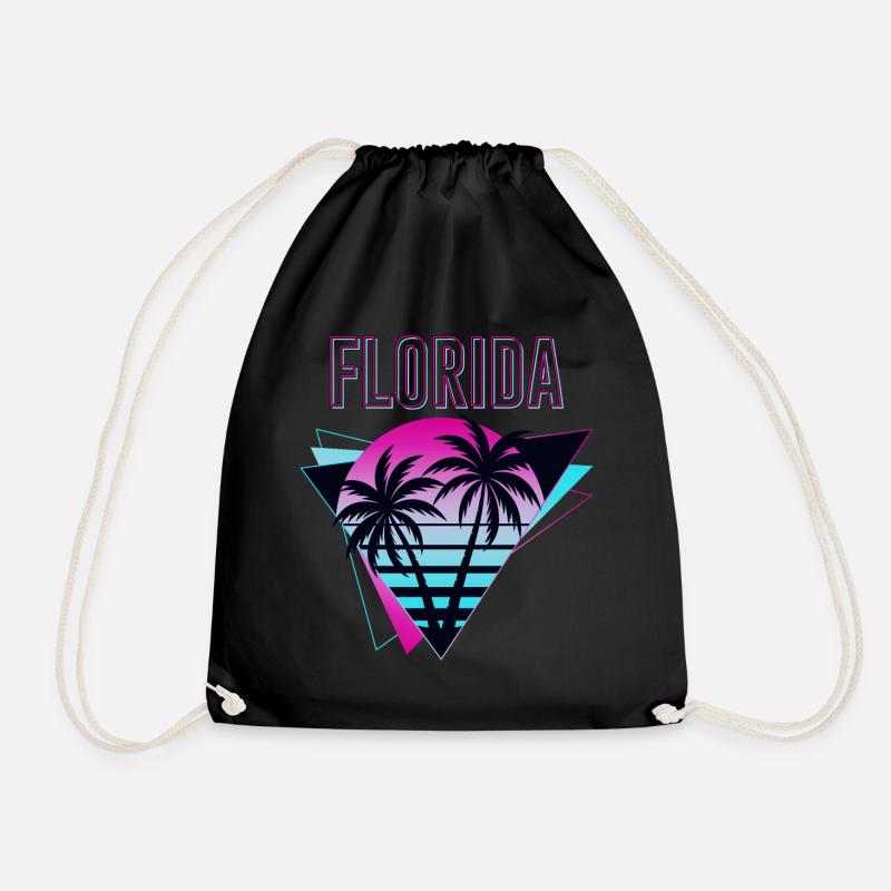 Florida USA Miami Amerika Sommer Palmen Neon Bunt - Turnbeutel - Schwarz