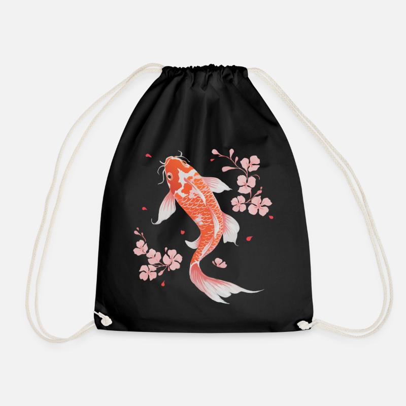 Koi Fish Carp Japan China Fish - Drawstring Bag - black