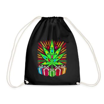Festive Cannabis Light Display - Drawstring Bag - black - Front