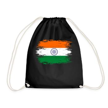 Indien Flagge used look - Turnbeutel - Schwarz - Vorne