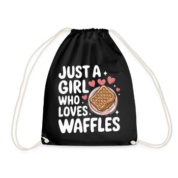 Waffeln Frühstück Süßigkeiten - Turnbeutel - Schwarz - Vorne