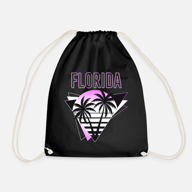 Florida USA Miami Amerika Sommer Palmen Neon Bunt - Turnbeutel - Schwarz