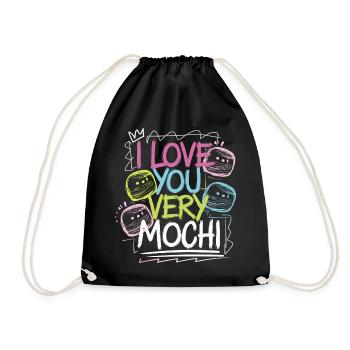 Sweet message for mochi lovers - Drawstring Bag - black - Front